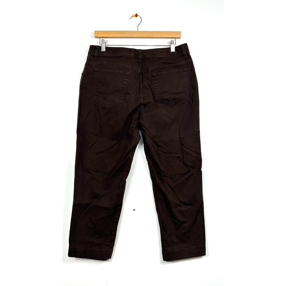 Bill Blass Jeans Womens 14 Petite Brown Straight‎ Leg Stretch Pants Capris - Picture 4 of 10